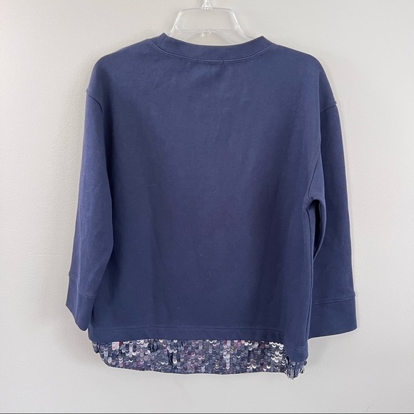 J Crew sequined hem navy blue long sleeve top Medium - Picture 3 of 7